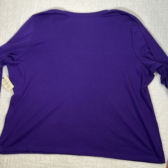 New! St. John’s Bay purple long sleeve v-neck cotton t-shirt 5X - Picture 8 of 8